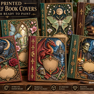 3D Printed A5 Embossed Book Cover – Primed & Ready to Paint