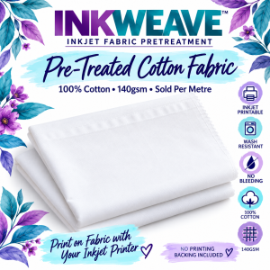 InkWeave™ Pre-Treated White Cotton Fabric – 140gsm – Sold Per Metre