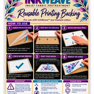 InkWeave™ Reusable A4 Sticky Fabric Printing Backing – For Inkjet Fabric Printing